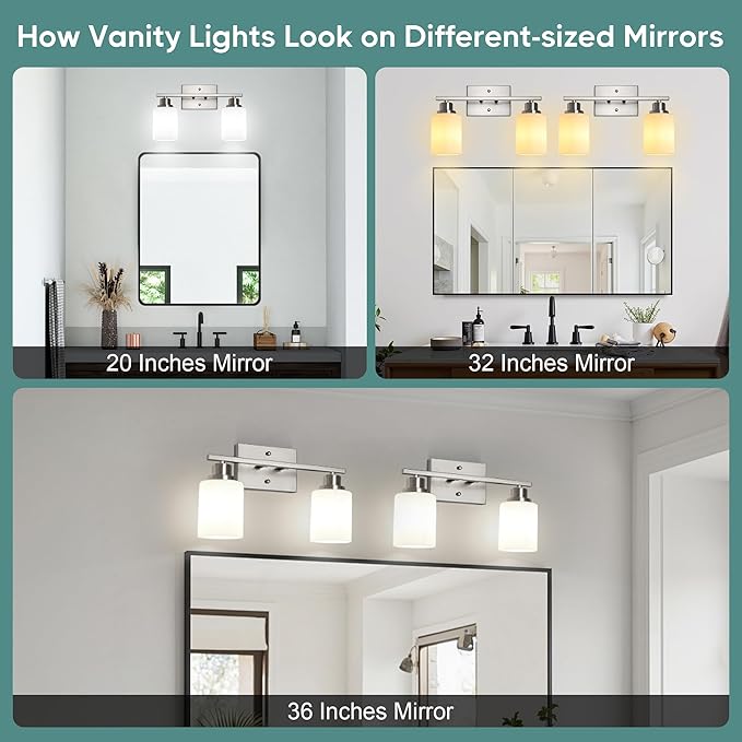 Ascher Bathroom Light Fixtures, 2-Light Vanity Light Over Mirror, Brushed - Image 6