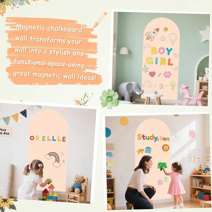 Arch Magnetic Wall Decal 39.3x17.5 Inch Milk Tea Magnetic Chalk Board Sticker - Image 6