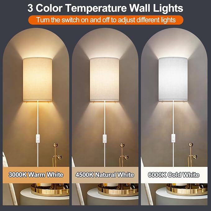 Plug in Wall Sconces Set of Two: Wall Lights - Image 5