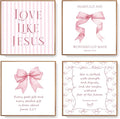 LARTSFRO Coquette Pink Bow Jesus Wall Art Decor Posters, Light Pink Bow by Unknown