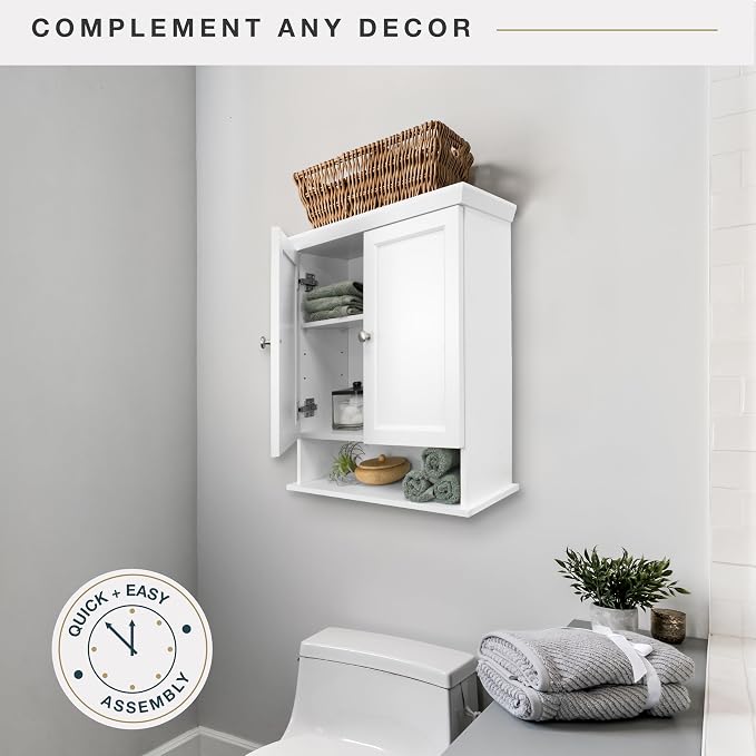 MCS 23x26 White Medicine Cabinet Organizer, Wall Mounted Bathroom Cabinet - Image 3