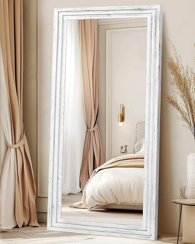 Full Length Mirror 76"x34" Solid Wood Frame Floor Large Mirror - Image 5
