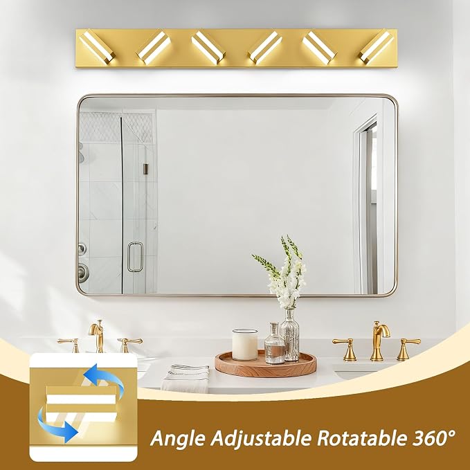 IZORRO LED Modern Bathroom Lights Fixtures, Brushed Glod Acrylic Wall Lighting - Image 2