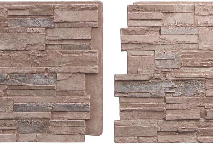 EverStone Cascade Faux Stone Panel, 48 5/8"W x 24 3/4"H x 1 1/4"D, Shasta Color - Image 8