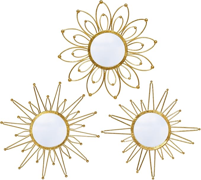 Mirror Wall Decor Gold Mirrors for Wall Metal Sunburst Mirrors Home Decoration by wotieuns