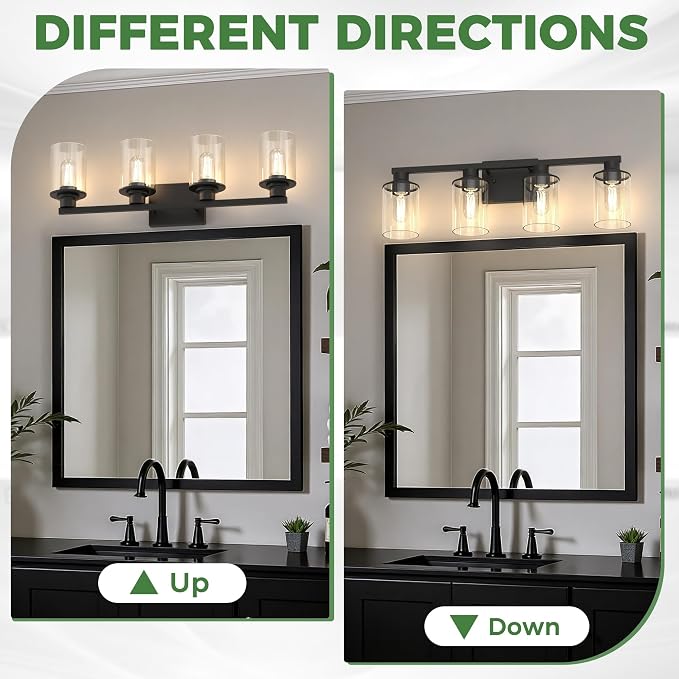 DORESshop Bathroom Light Fixtures, 4-Light Black Bathroom Lighting Fixtures - Image 7