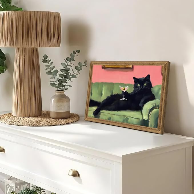 Fantasy Artists Humorous Black Cat Character Wall Art – Relaxed Anthropomorphic - Image 4