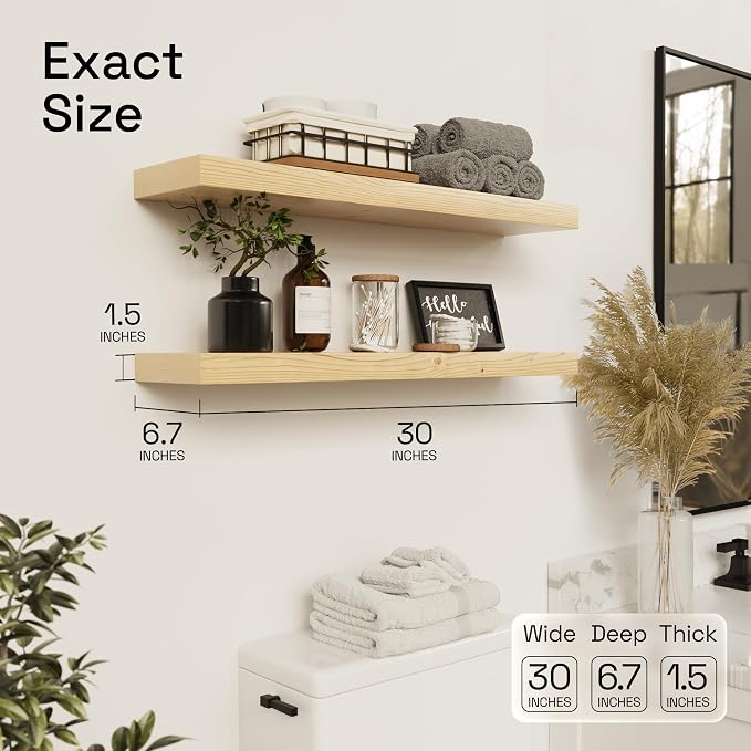BAOBAB WORKSHOP Solid Wood Floating Shelves - Image 3