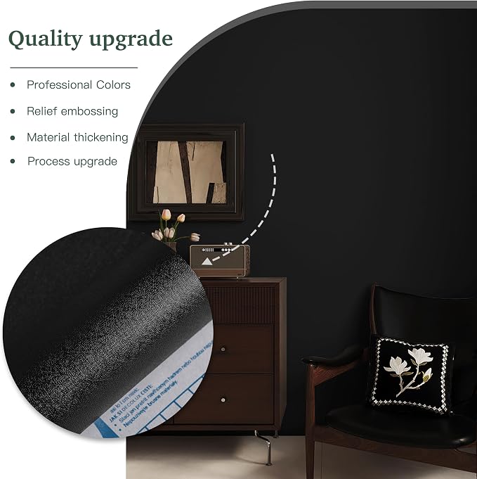 Dimoon 787''x17.7'' Peel and Stick Wallpaper Black Contact Paper - Image 7