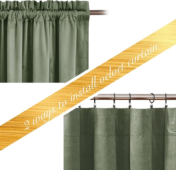 NICETOWN Super Soft Velvet Curtains 72 inches, Sound Reducing Cold Heat - Image 2