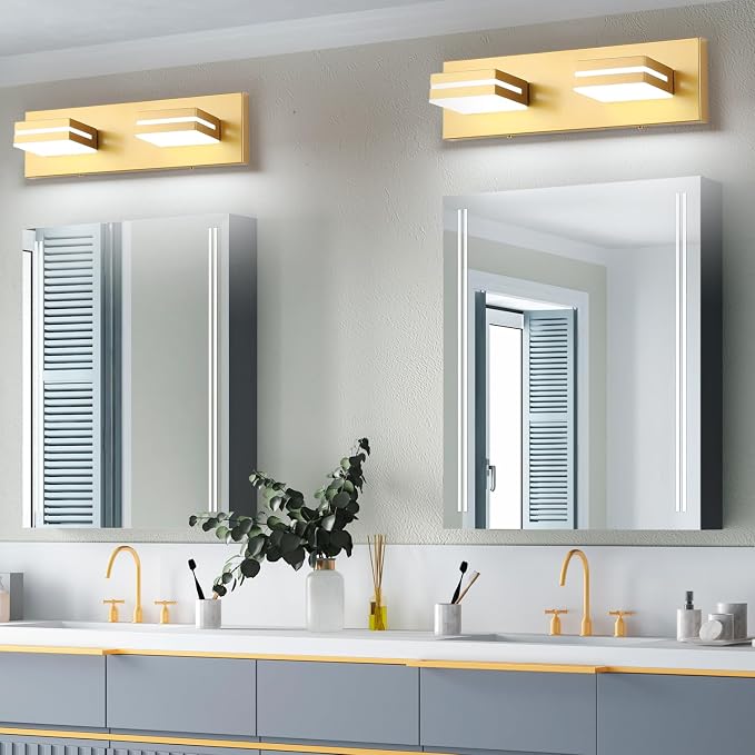 SineRise LED Modern Bathroom Vanity Light Fixtures, Matte Gold Modern Acrylic - Image 6
