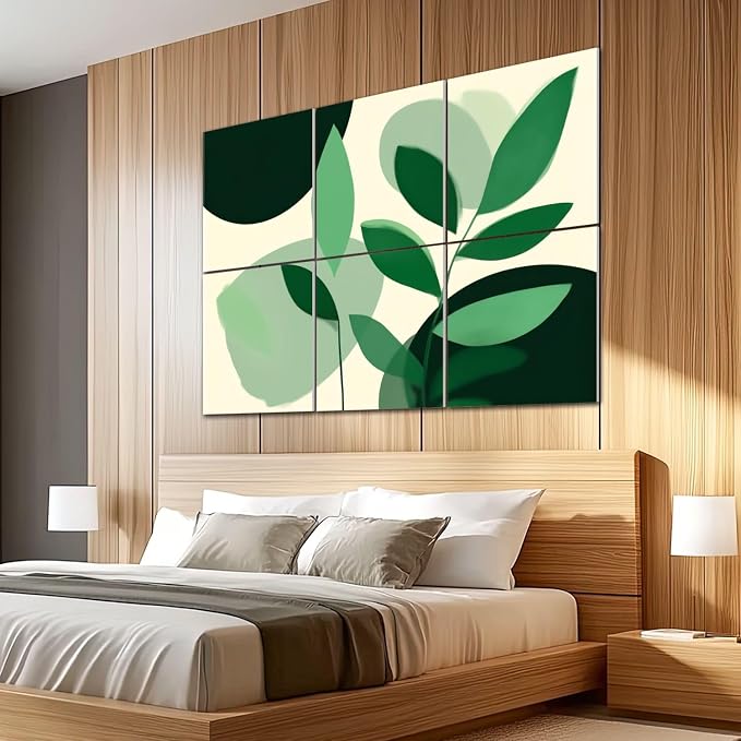 6 Pack Art Acoustic Panels Sound Absorbing Boho Botanical Leaf Orange Green - Image 5