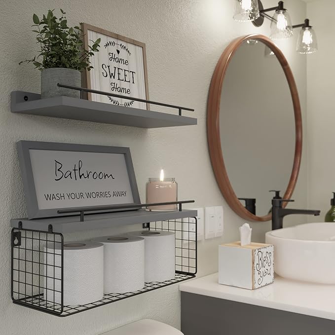 WOPITUES Floating Shelves for Wall Decor Sign, Bathroom Organizers and Storage - Image 5