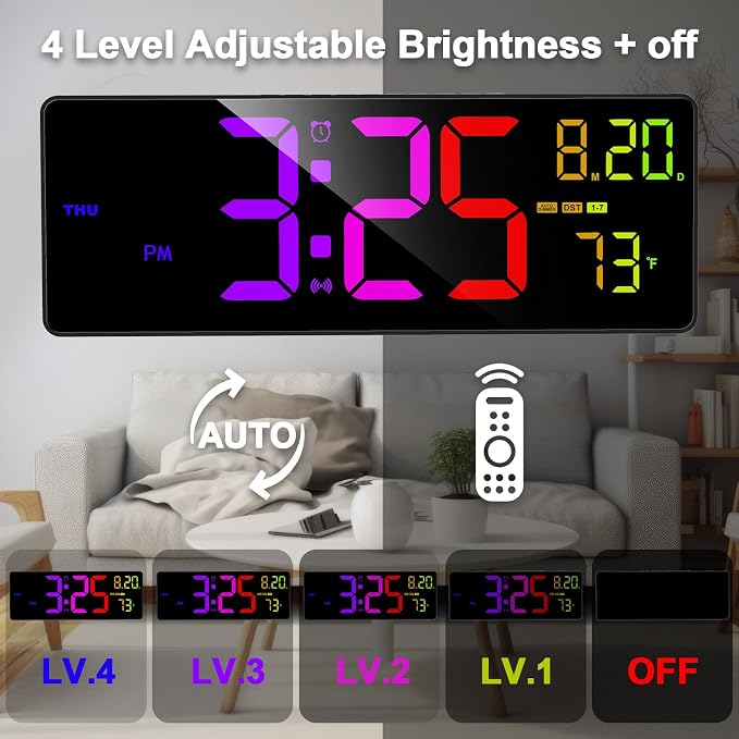 XREXS 16.3" Bluetooth Large Digital Wall Clock - Image 6