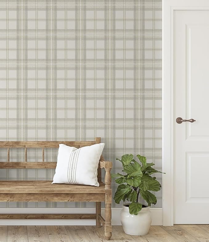 NextWall Harry & Grace Herringbone Plaid Premium Matte Non-Woven Peel and Stick - Image 5
