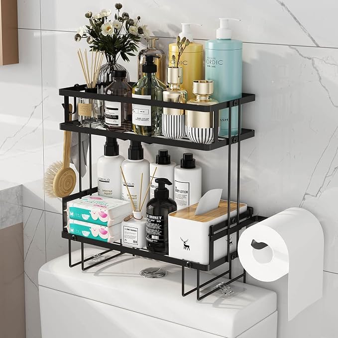 Godboat Bathroom Organizers, 2-Tier Over Toilet Storage, Floating Shelves - Image 8