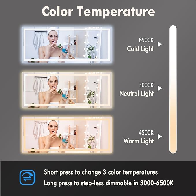 GarveeHome 60x24 LED Bathroom Mirror - Image 2