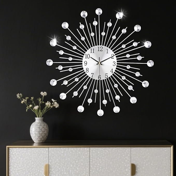 Large Wall Clock for Living Room Decor Non-Ticking Quiet Metal Quartz Clocks - Image 5