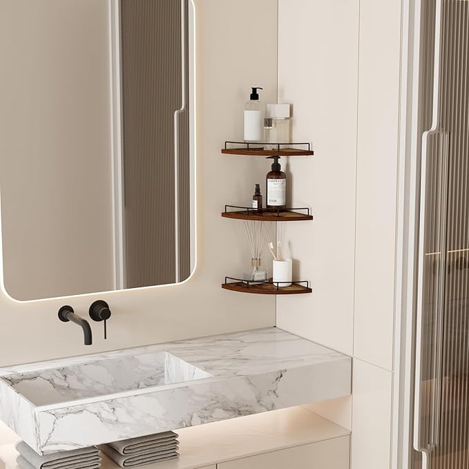 HORLIMER Floating Corner Shelf Wall Mount, Living Room - Image 3
