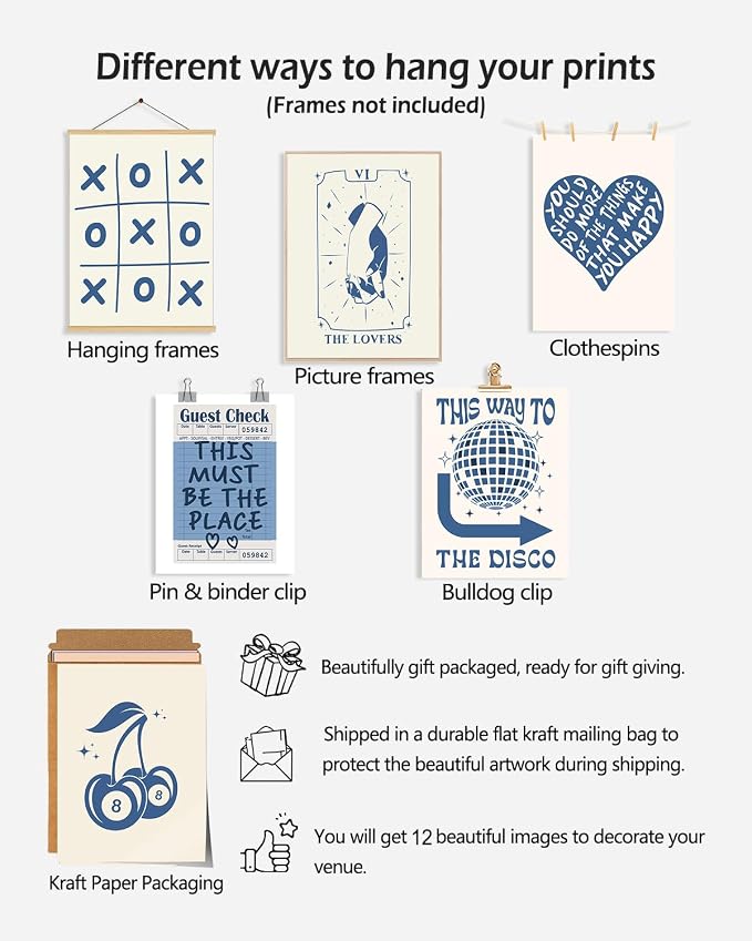 KBKBART 12pcs Blue Lucky Poster - Image 3