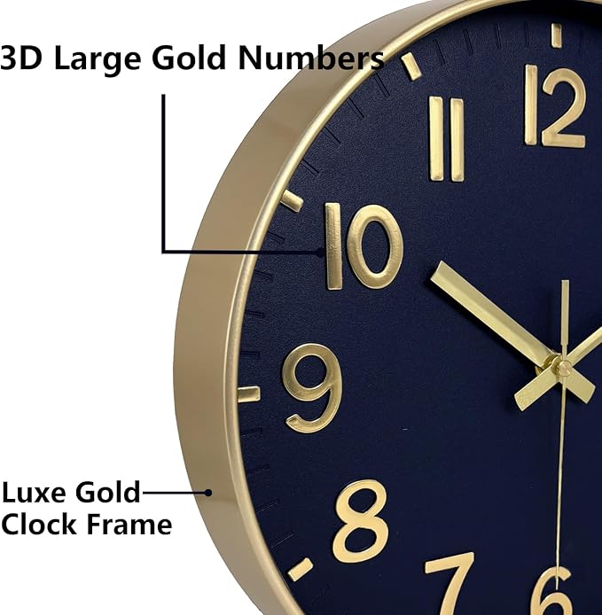 Modern Wall Clock, 10 Inch Digital Wall Clocks Battery Operated, Round Non - Image 7