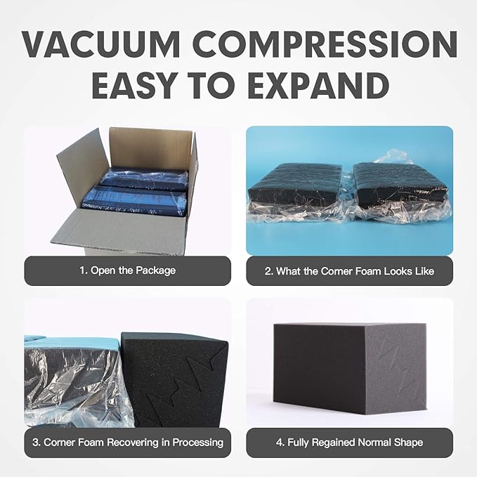 8 Pack - Bass Traps Acoustic Foam Corner, High Density and Fire-Proof Acoustic - Image 5