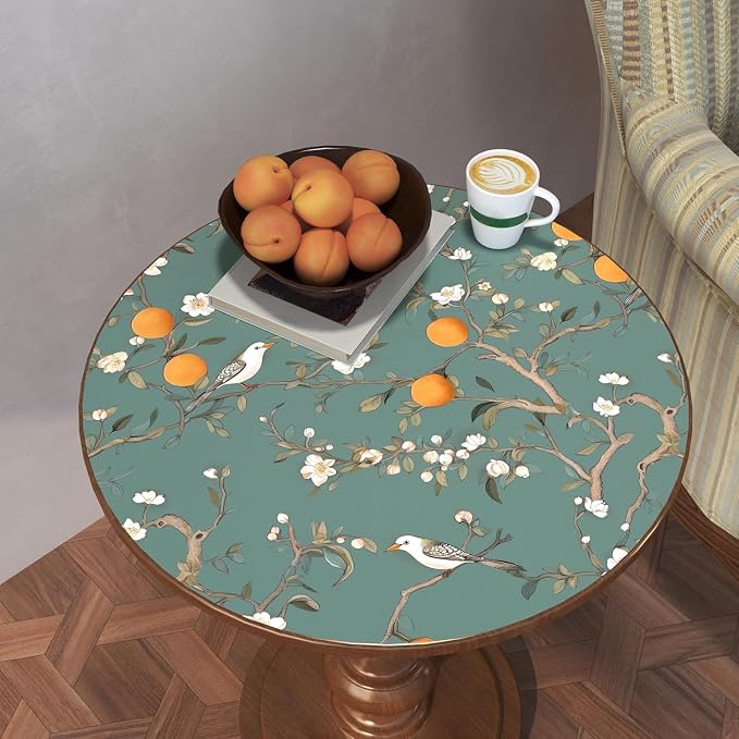 Green Floral Wallpaper Peel and Stick, Birds & Orange Fruits Contact Paper - Image 7