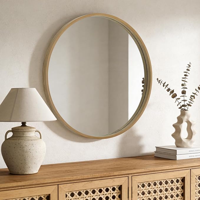WallBeyond Round Wood Mirror - Image 3