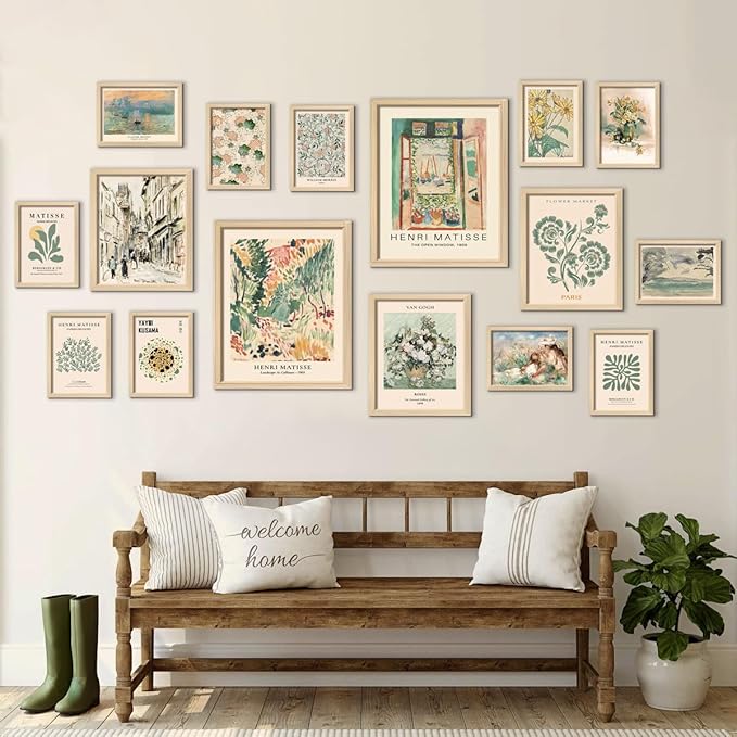 ANERZA 16 PCS Framed Sage Green Wall Art Decor, Matisse Wall Prints - Image 6