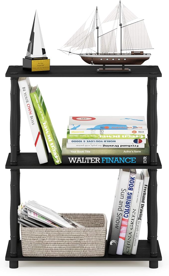 Furinno TURN-N-TUBE Storage Shelves, 3-Tier Book Shelf, Corner Shelf, Toolless - Image 4