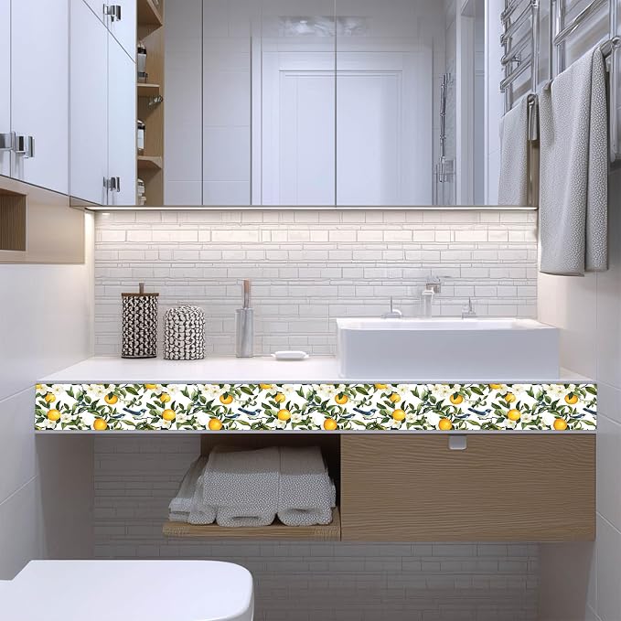 IVN Wallpaper Border Peel and Stick PVC Citrus Blossom and Bird Design 4x196 - Image 7