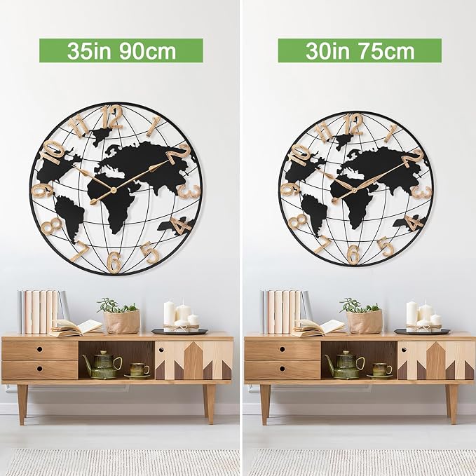 36 Inch Extra Giant Oversized Black Metal Wall Clock, Large Modern Decorative - Image 7