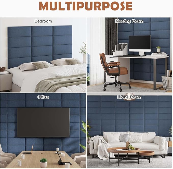 IFNOW Upholstered Peel and Stick Wall Panels, Soundproof 3D Headboard - Image 6