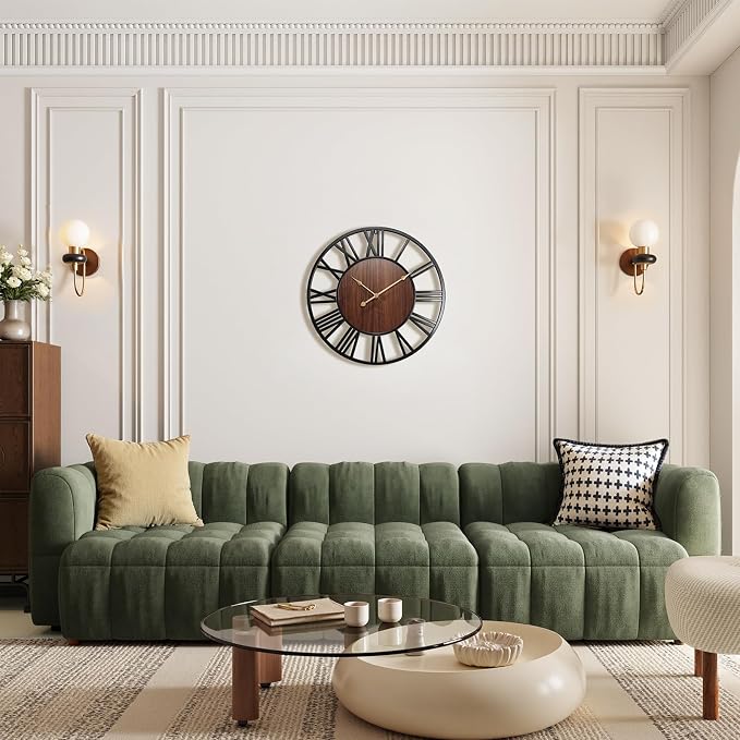 Vantic 24 Inch Large Wall Clock, Roman Numeral Wood Oversized Wall Clocks - Image 3