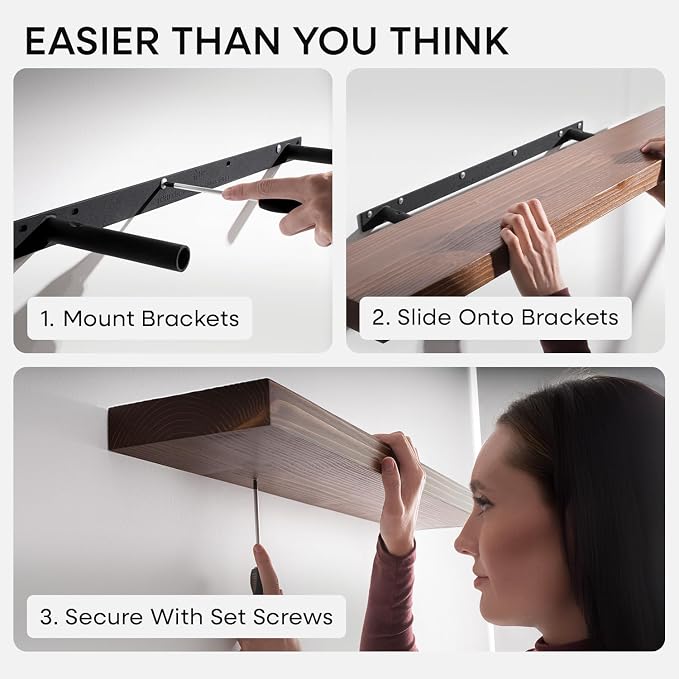 Homeforia Classic Walnut 24 inch Floating Shelf, High End Solid Real Wood Small - Image 5