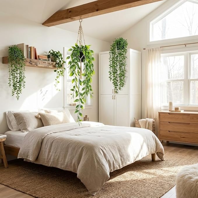 5 Pack Fake Plants for Wall Home Room Office, Artificial Hanging Plants - Image 5
