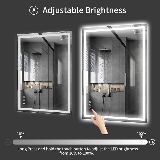Koonmi 40"x30" LED Mirror for Bathroom, 90CRI Anti-Fog Vanity Mirror - Image 7
