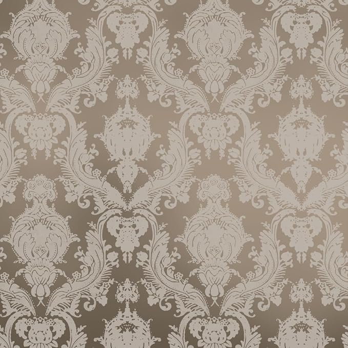 Tempaper Textured Beige Damsel Removable Peel and Stick Damask Wallpaper by TempaperCo