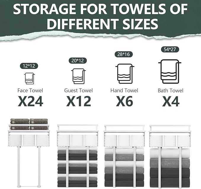 Towel Racks for Bathroom, Bathroom Shelf Over Toilet, Floating Shelves - Image 6
