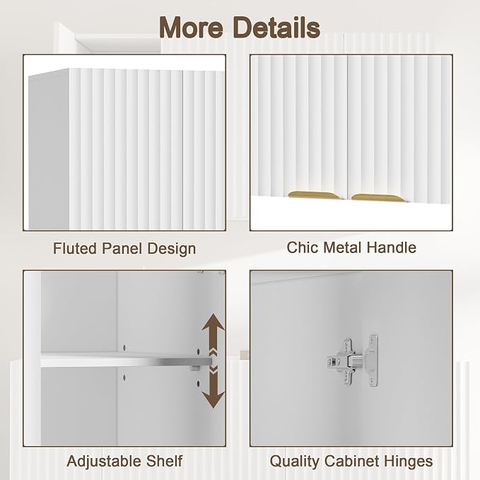 ChooChoo 4 Doors Wall Cabinet Laundry Room, Bathroom Wall Cabinet - Image 4