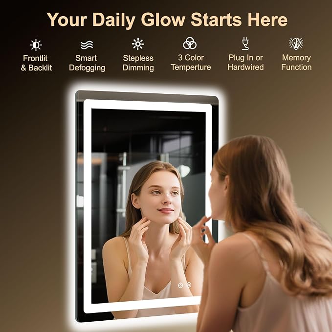 LED Bathroom Mirror, Smart Anti-Fog, Stepless Dimmable - Image 2