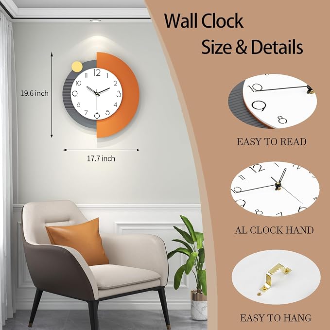 FLEBLE Decorative Wall Clocks Silent Quality Quartz Wall Clock Battery Operated - Image 4