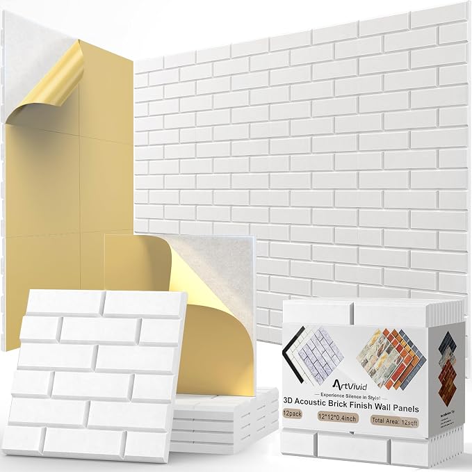 12Pack Acoustic Wall Panels, High Density Decorative Acoustic Foam Sound by ArtVivid