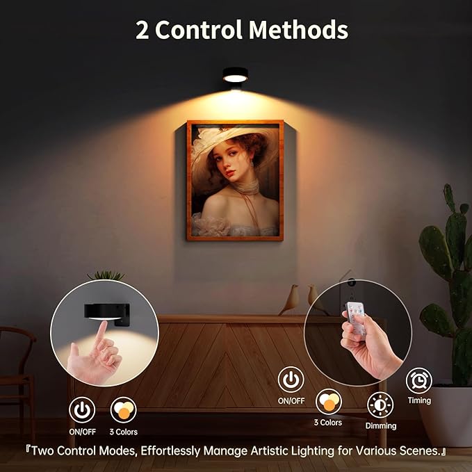Narotood 6 Pack Picture Lights for Wall, Rechargeable Battery Operated Wall - Image 4