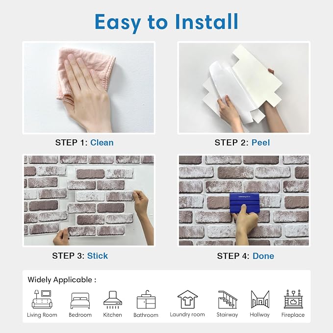 3D Brick Wall Panels, Faux Brick Peel and Stick Wall Panels, Small Size Thin - Image 7