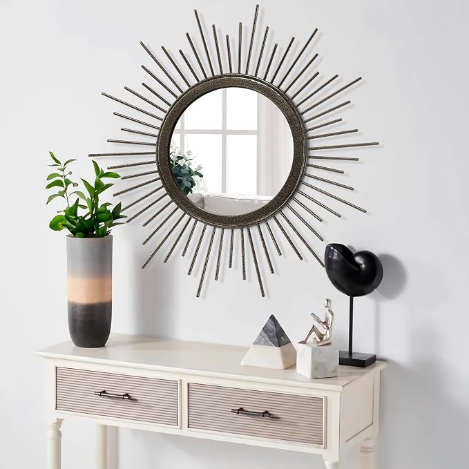 Large Sunburst Wall Mirror, Round Home Modern Metal Art Mirror - Image 5