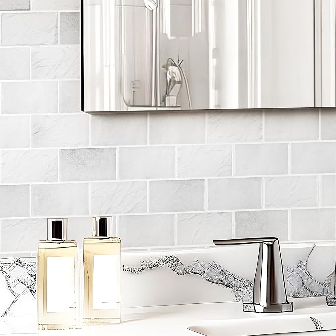 Art3d Peel and Stick Wall Tiles in White Marble– 10-Pack of 12 x12 Thickened - Image 3