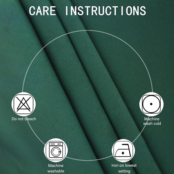 LEMOMO Blackout Curtains 52 x 120 Inch Long Dark Green Curtains Set of 2 Panels - Image 4