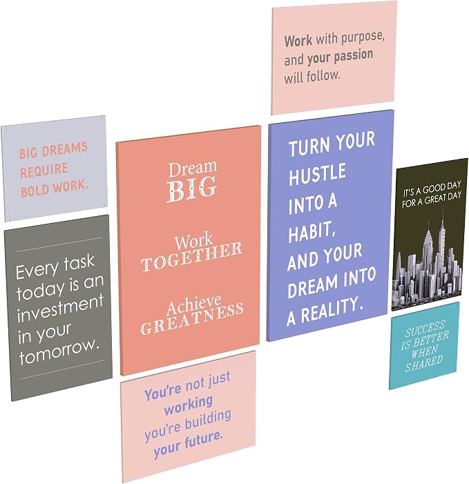 Office Motivational Canvas Wall Art Set of 8 by ThrowbackTraits