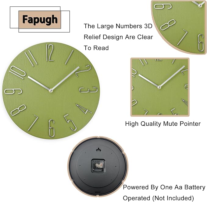 Wall Clock, Silent Clock, Wall Clocks Battery Operated， 12 inch Modern Wall - Image 4
